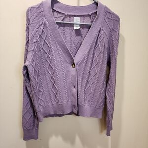 Joie Lavender Cable Knit Cardigan Sweater size XS